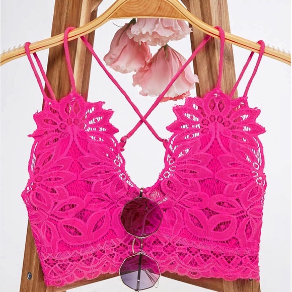 Double Strap Scalloped Lace Bralette Pink - Picture 2 of 3